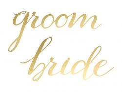 Bride Groom kultaiset pahvikyltit