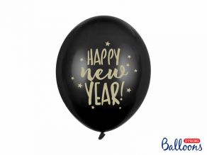 Happy New Year kumipallot 6kpl/pss musta