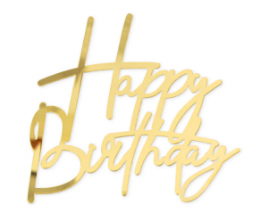 Kakkukoriste Happy Birthday kulta