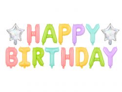 Happy Birthday värikäs puhallettava foliopallosomiste tähdillä