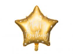 Happy Birthday tähti foliopallo kulta