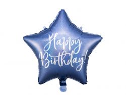 Happy Birthday tähti foliopallo sininen