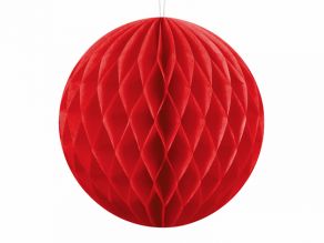 Pyöreä honeycomb paperikoriste punainen 10cm