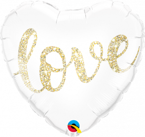 Love glitter sydänfoliopallo gold