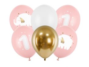 One Year kumipallot 6kpl/pss vaaleanpunainen