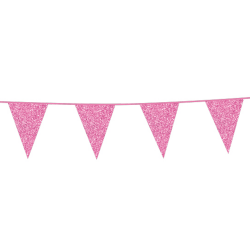 Pinkki pahvinen glitterviiri 6m