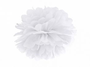 Pompom paperikoriste valkoinen 35cm 