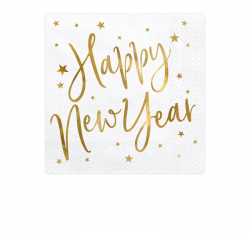 Happy New Year lautasliinat 20kpl/pkt valko/kulta